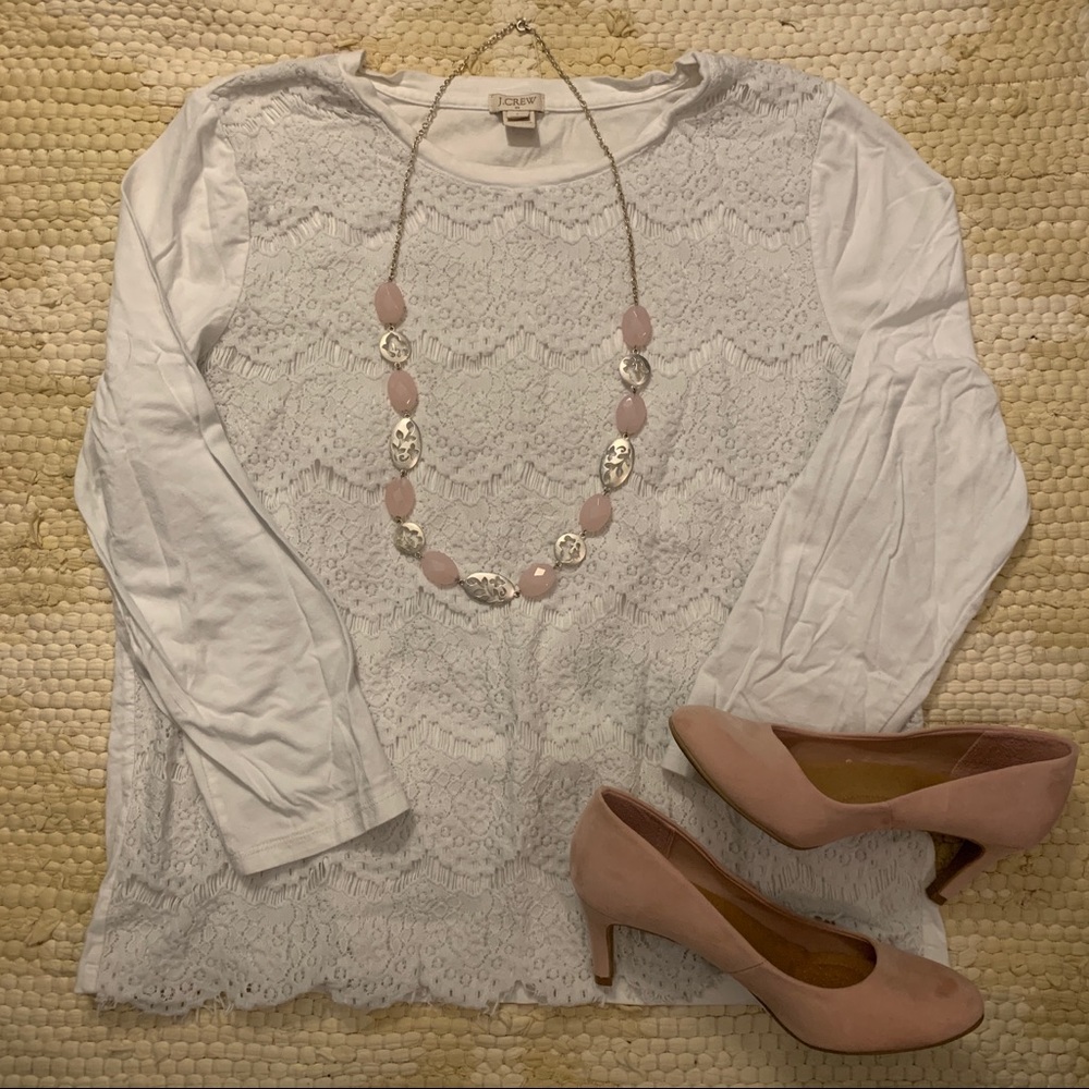 J. Crew Lace Front Tee 3/4 Sleeves